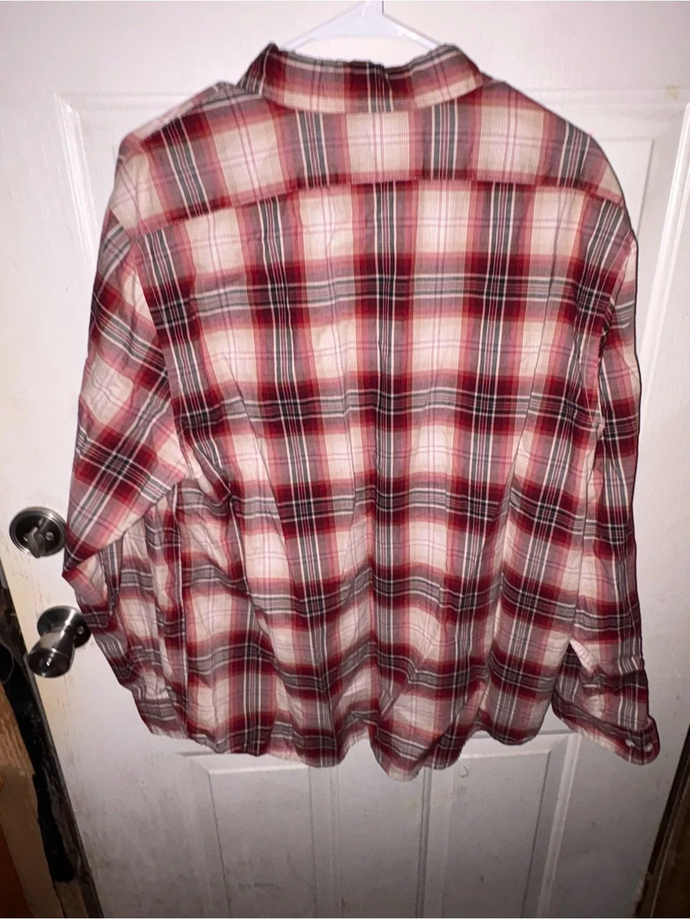 Banana Republic Red and Gray Plaid Slim Fit Button-Down Shirt